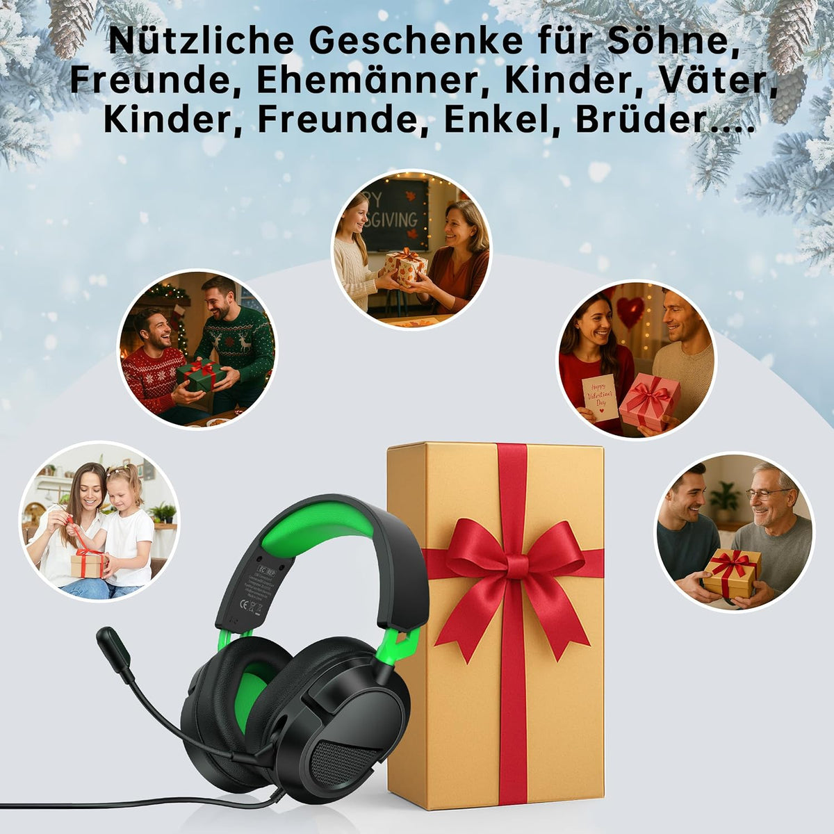 Syndesmos Gaming-Headset für PS5, PS4, PC, Xbox, Nintendo Switch, Headset mit Mikrofon