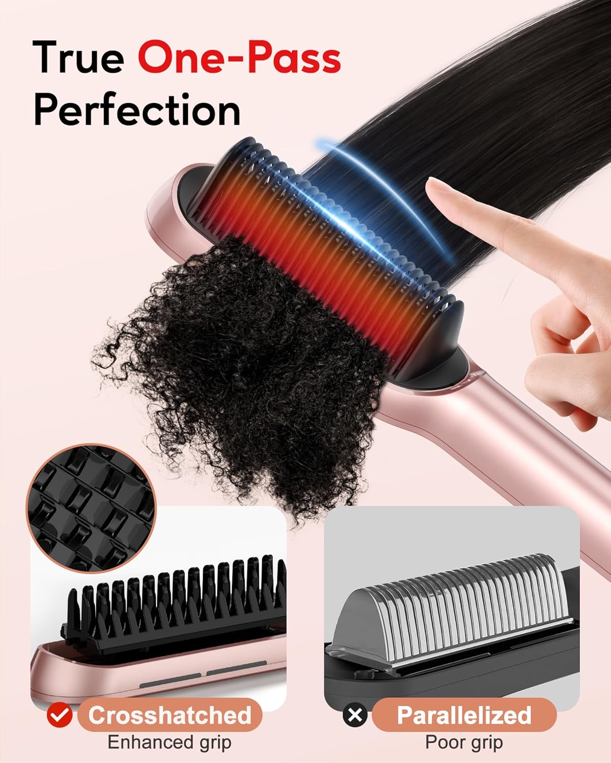 Terviiix Frizz Buster Ionic Haarglätter Bürste mit MCH Heizung, Gold