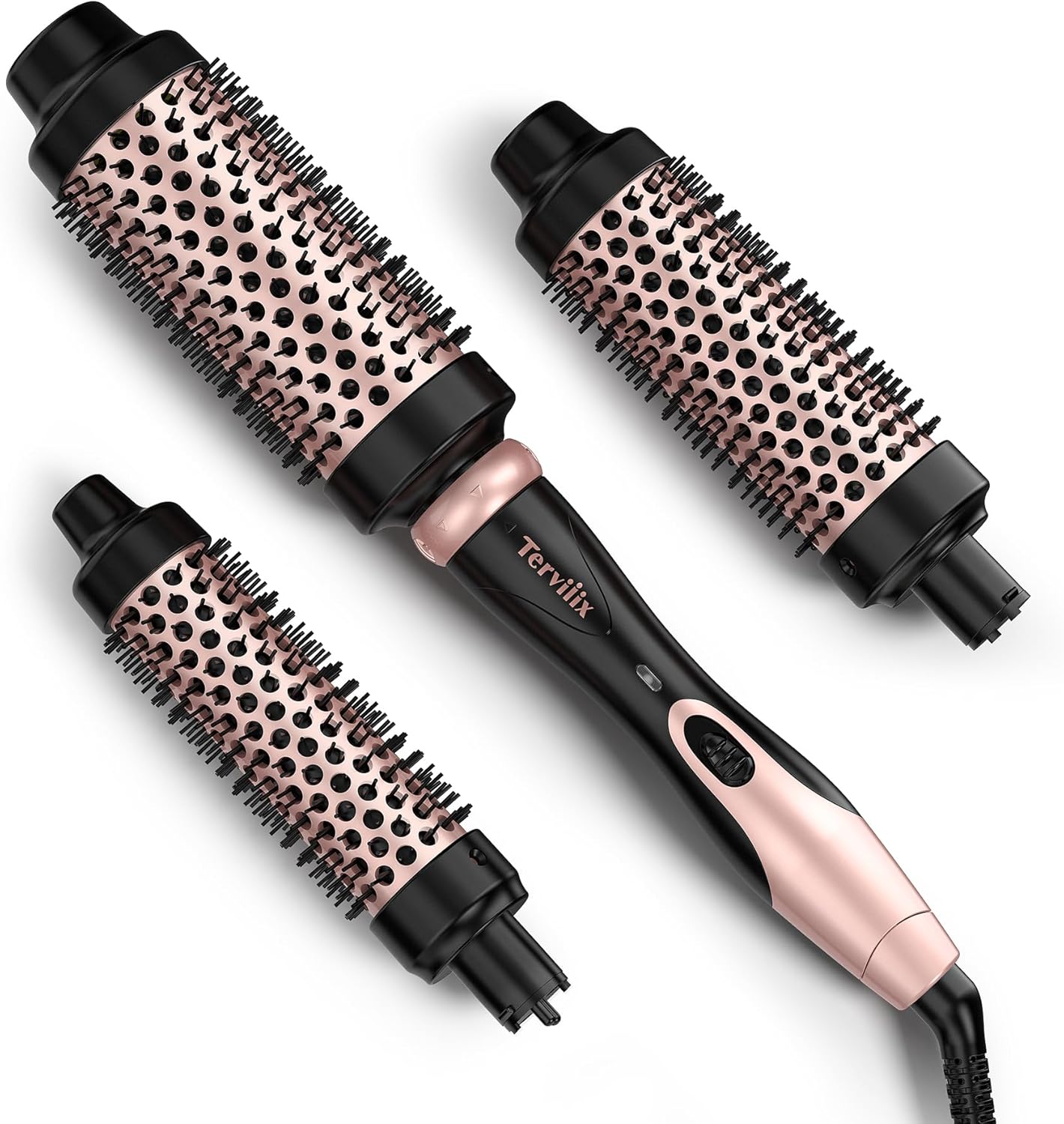 Ensemble de brosses thermiques Terviiix 3 en 1, brosse chauffante One Temp 200 ℃ pour épaississeurs et brosses à cheveux, brosse chaude en céramique à nettoyage rapide, brosse thermique abrasive, double tension
