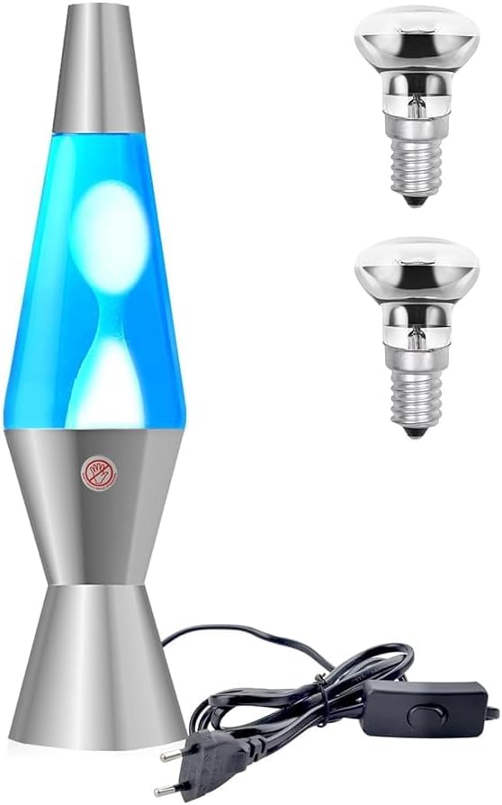 TobeBright Lavalampe Blau,Wasserweiß Wachs Magma Dekorative Lampe 14,5 Zoll