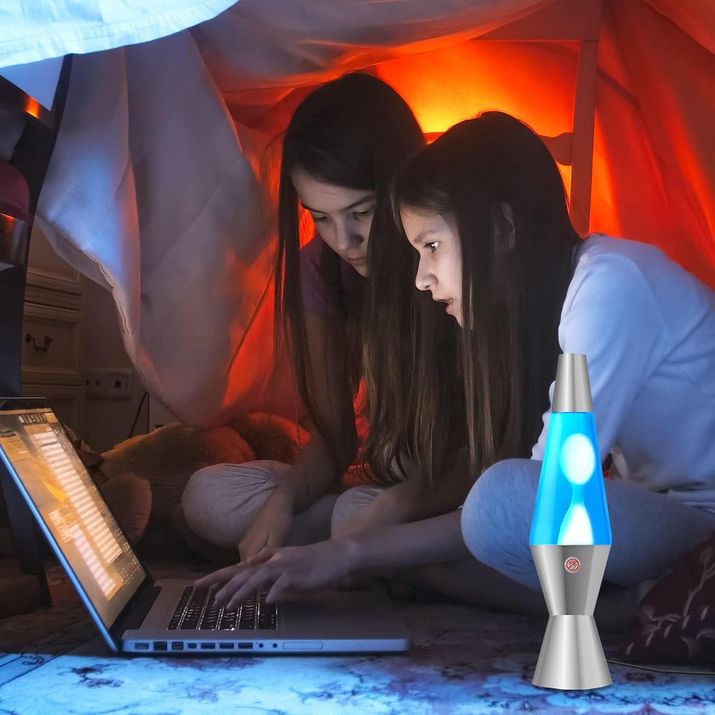 TobeBright Lavalampe Blau,Wasserweiß Wachs Magma Dekorative Lampe 14,5 Zoll