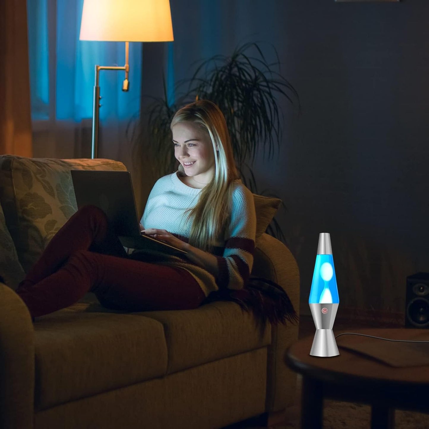 TobeBright Lavalampe Blau,Wasserweiß Wachs Magma Dekorative Lampe 14,5 Zoll