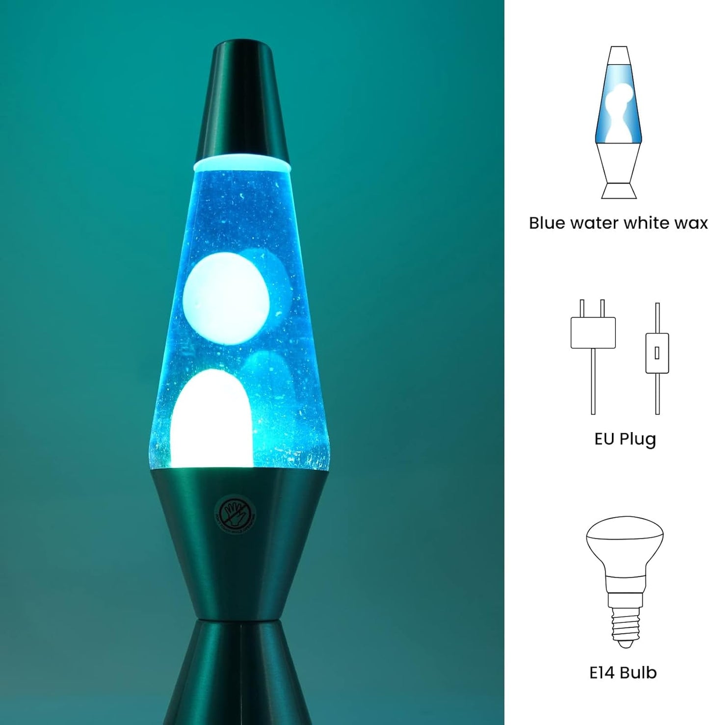 TobeBright Lavalampe Blau,Wasserweiß Wachs Magma Dekorative Lampe 14,5 Zoll