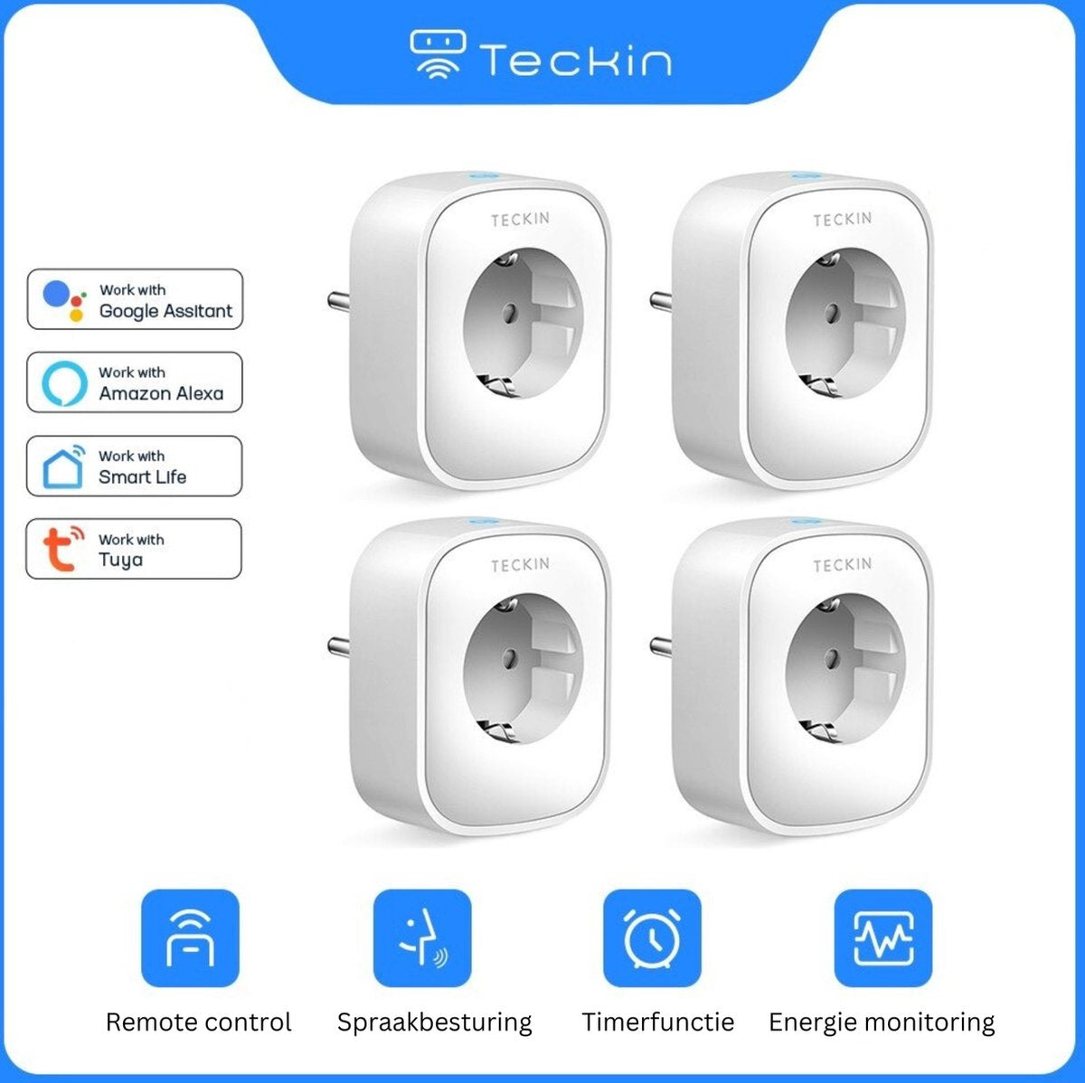 Teckin SP21 Smart Plug, Smart Plug, Mit Energiezähler & Timer, 4 Stück, Google Home & Amazon Alexa kompatibel