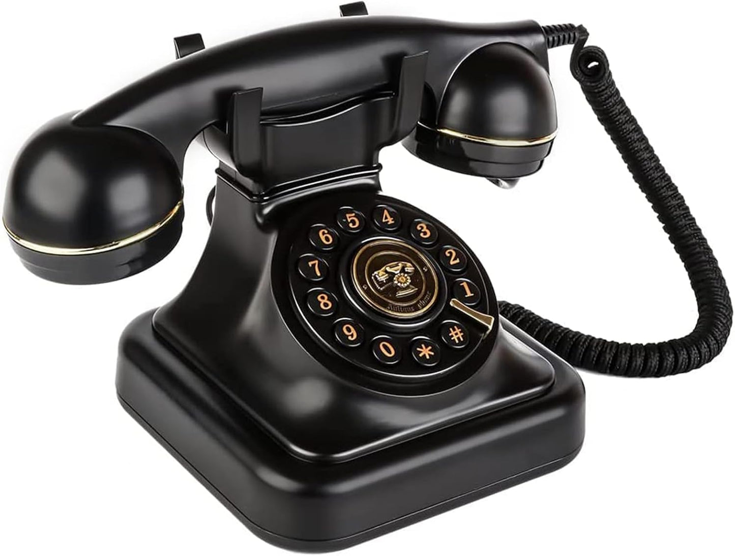 Retro wählscheibentelefon Festnetztelefone Klassisches mit Wählscheibe Einstellbare Lautstärke Schwarz