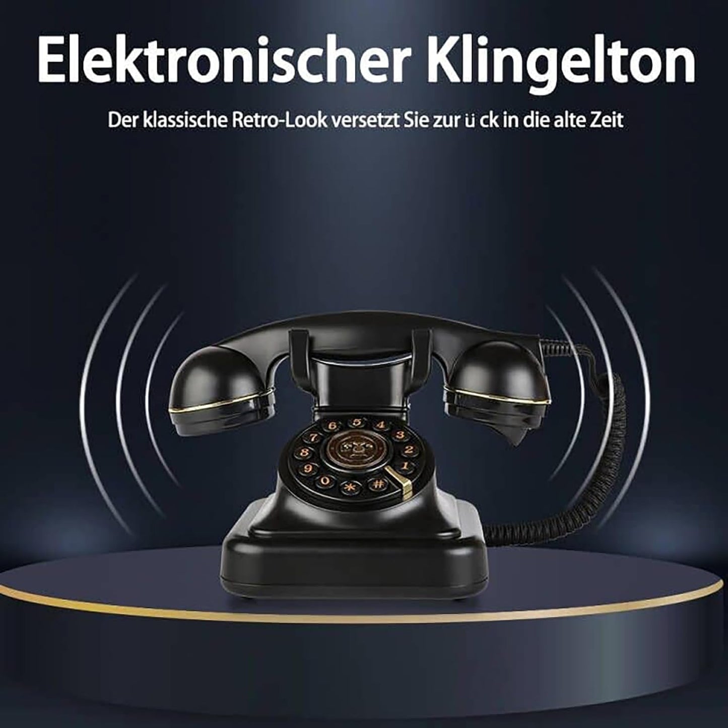 Retro wählscheibentelefon Festnetztelefone Klassisches mit Wählscheibe Einstellbare Lautstärke Schwarz