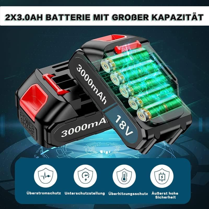TEETOK 6 Zoll Akku Kettensäge Ersatz pour Makita DUC101Z Akku-Astsäge, Mini-Kettensäge Akku Kleine Tragbare Einhand-Kettensäge for Gartenarbeit, Holzschneiden und Beschneiden (2 * 3.0AH Akku)