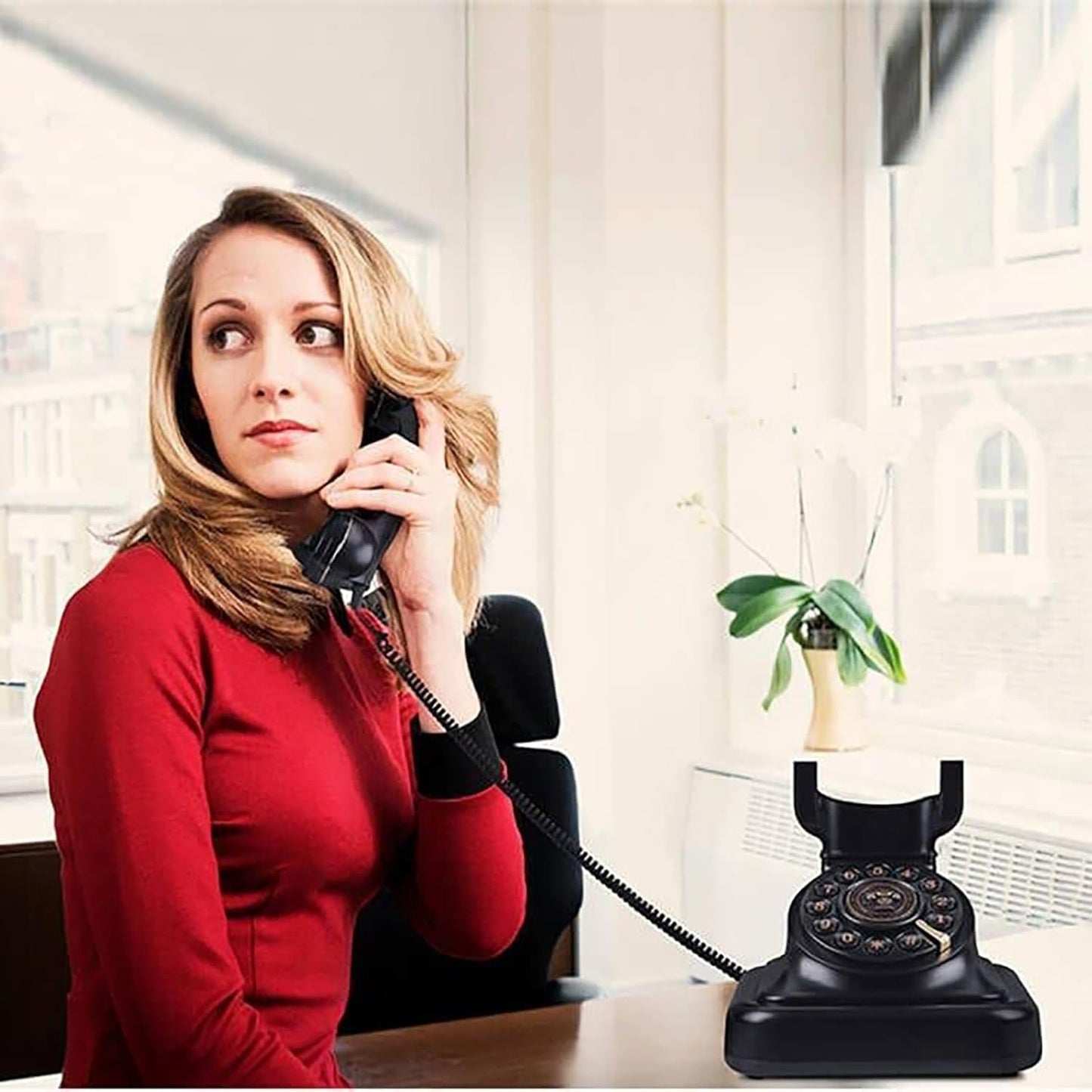 Retro wählscheibentelefon Festnetztelefone Klassisches mit Wählscheibe Einstellbare Lautstärke Schwarz