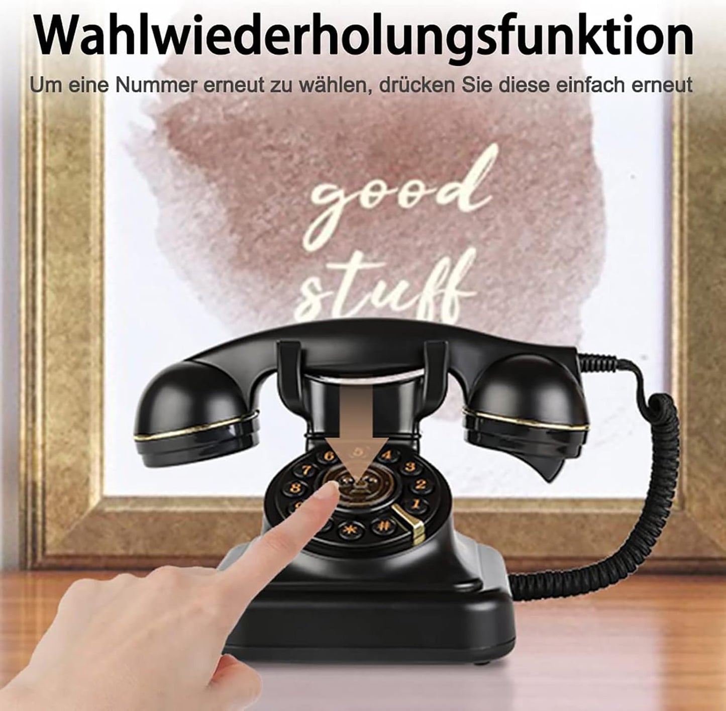 Retro wählscheibentelefon Festnetztelefone Klassisches mit Wählscheibe Einstellbare Lautstärke Schwarz