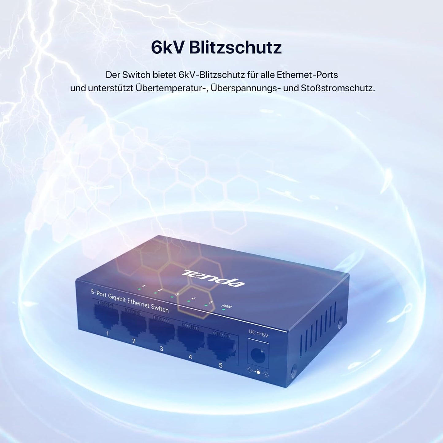 Tenda TEG1005D LAN Switch, 5 Port Gigabit Netzwerk Switch