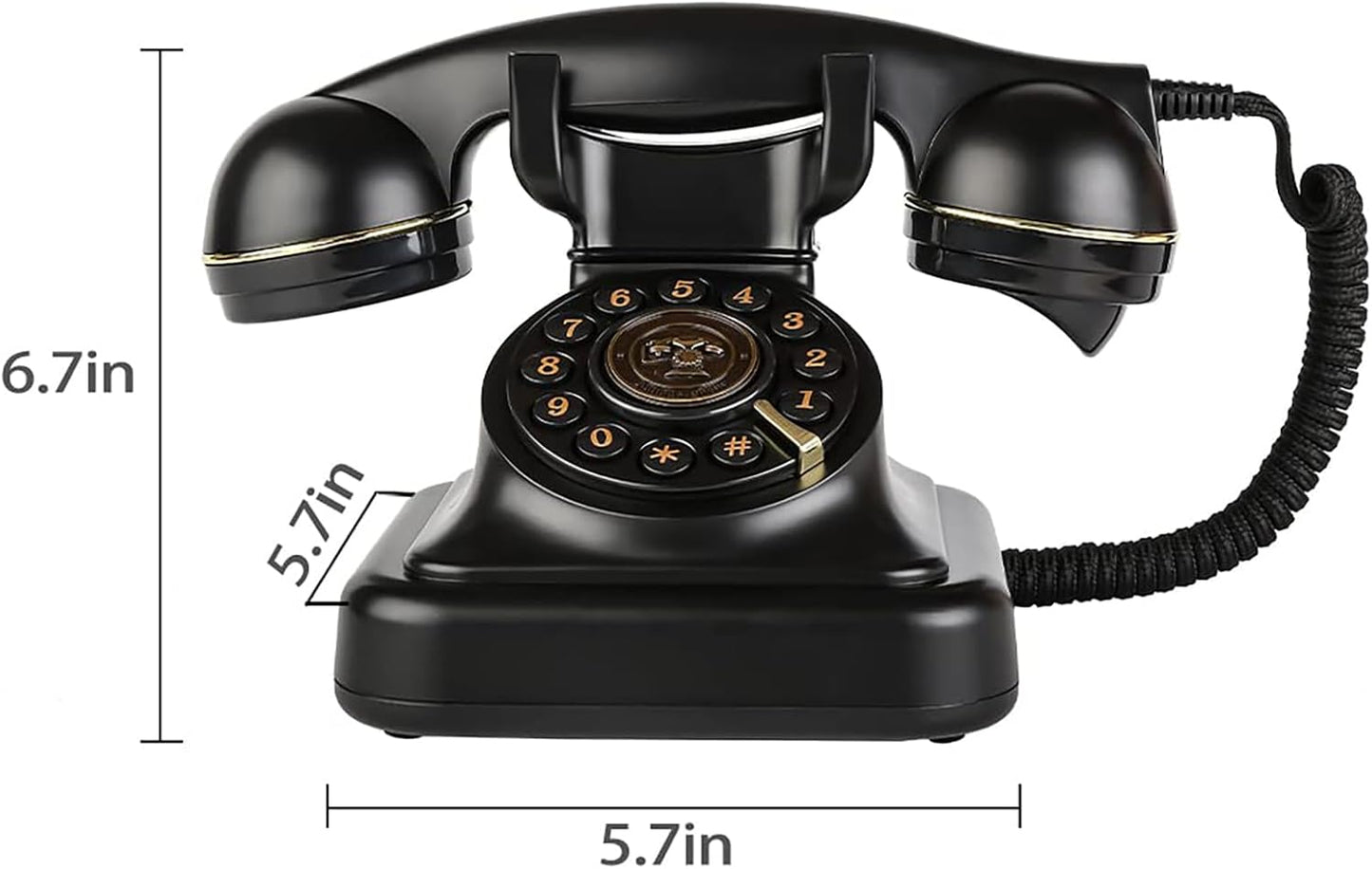 Retro wählscheibentelefon Festnetztelefone Klassisches mit Wählscheibe Einstellbare Lautstärke Schwarz