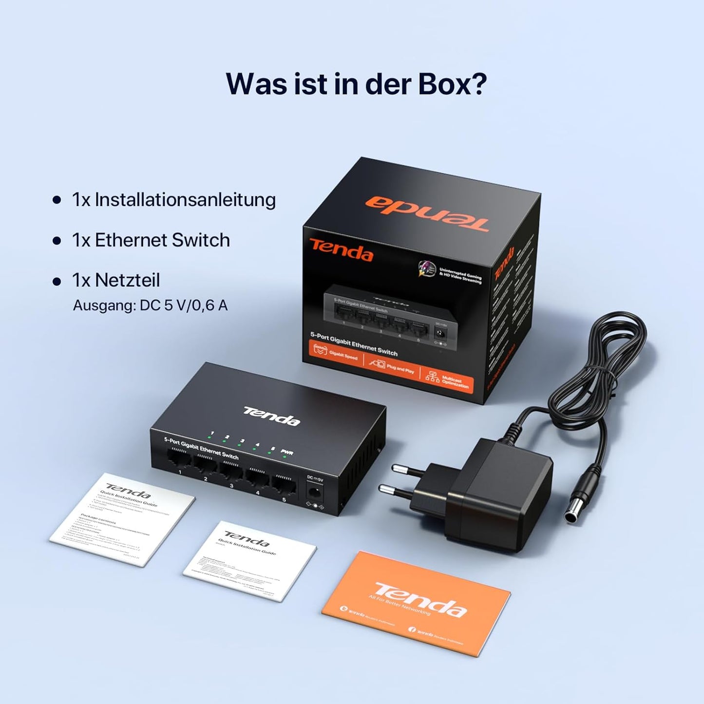 Tenda TEG1005D LAN Switch, 5 Port Gigabit Netzwerk Switch