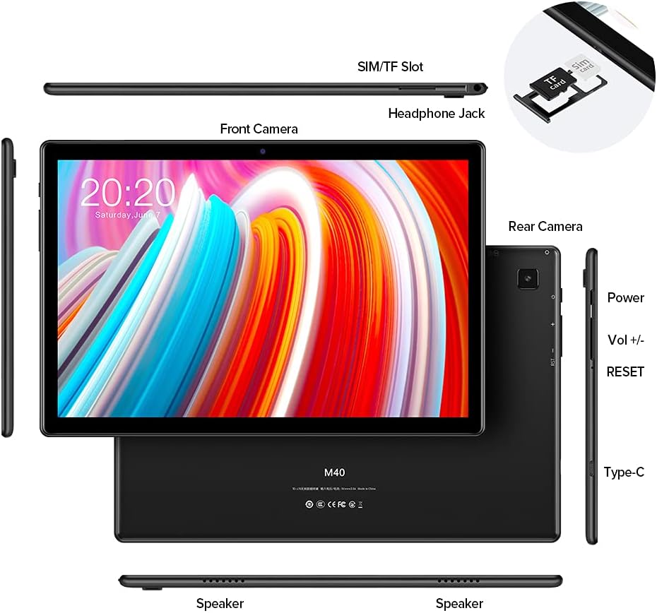 TECLAST M40 Tablette 10,1" 6GB RAM + 128GB ROM Octa-Core 4G LTE Android 10