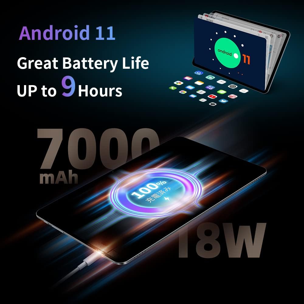 Tablette TECLAST T40 Pro Android 11, 10,4 pouces, 8 Go RAM + 128 Go ROM, Octa-Core 2 GHz Double SIM
