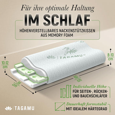 TAGAMU Orthopädisches Nackenstützkissen Memory Foam Ergonomisch