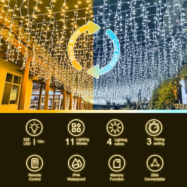 Targetone LED Fairy Lights 528 LEDs 15 m 11 Modes,IP44 Copper Wire Lights