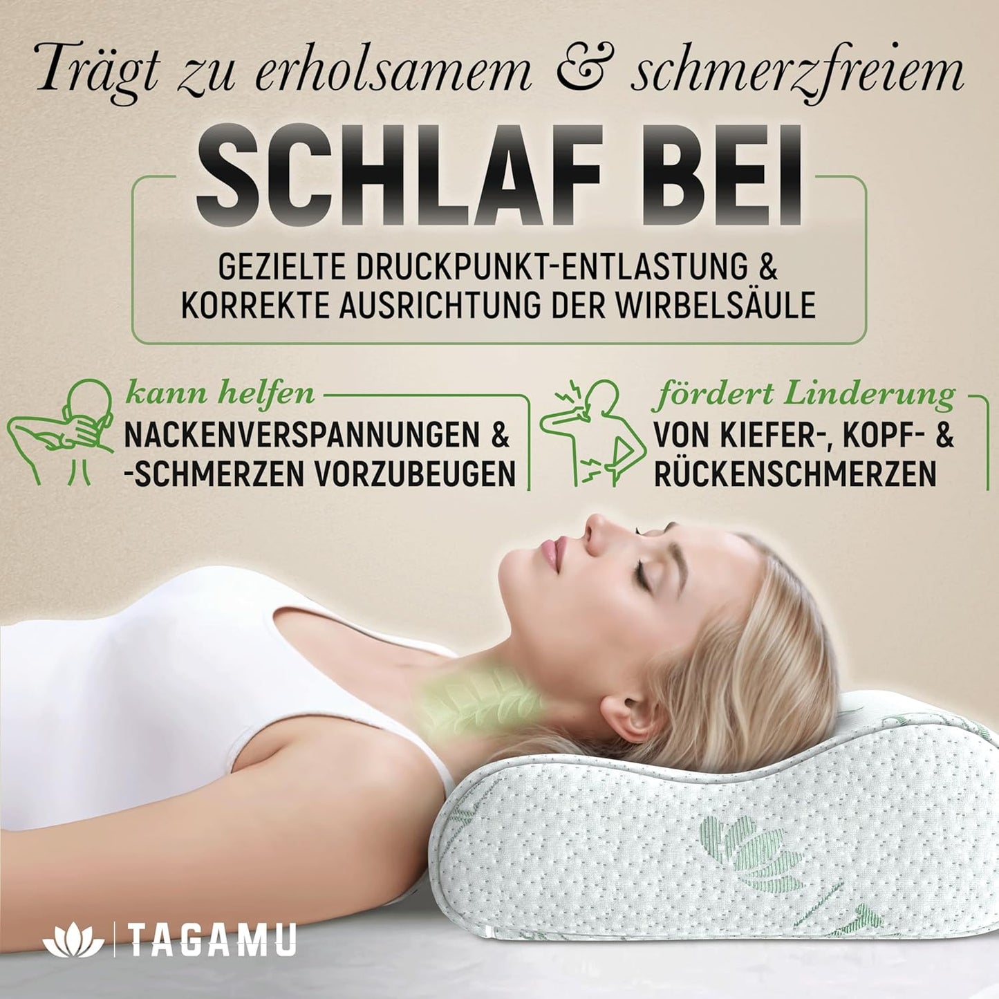 TAGAMU Orthopädisches Nackenstützkissen Memory Foam Ergonomisch