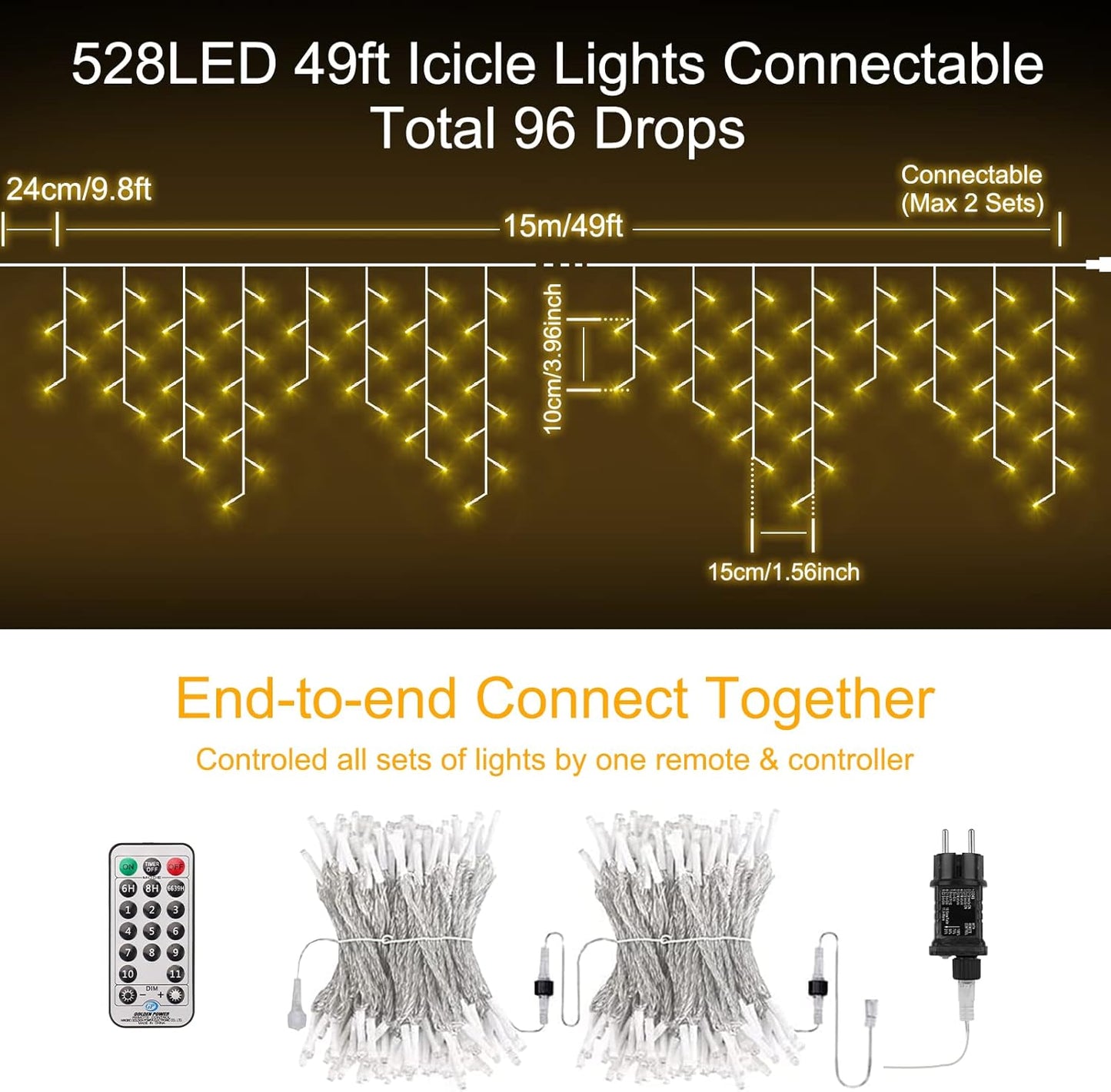 Targetone LED Fairy Lights 528 LEDs 15 m 11 Modes,IP44 Copper Wire Lights