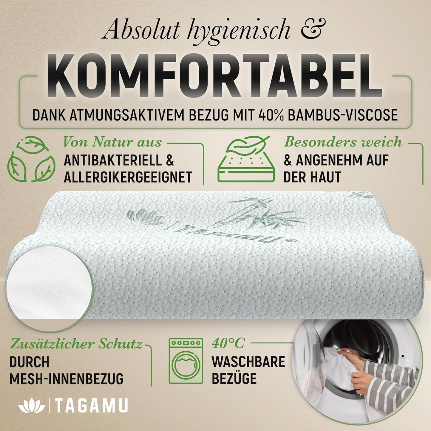 TAGAMU Orthopädisches Nackenstützkissen Memory Foam Ergonomisch