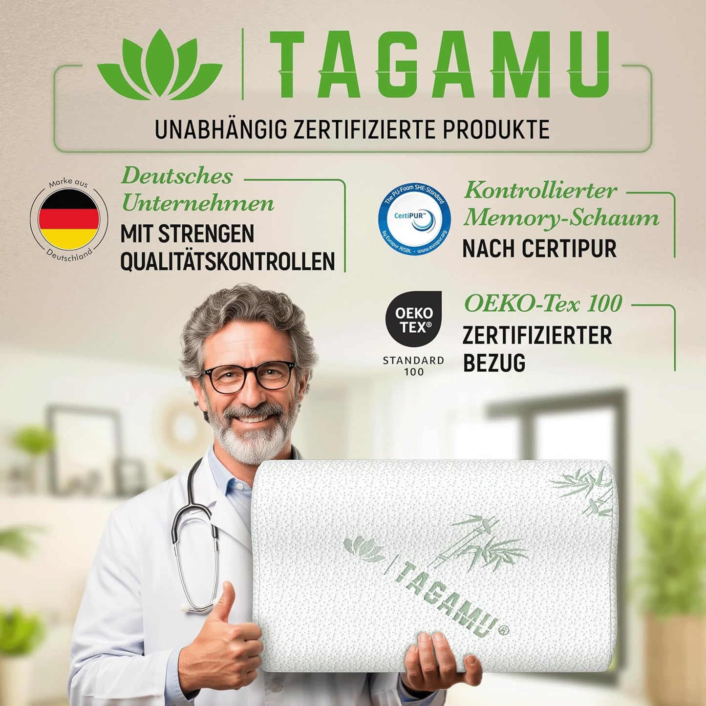 TAGAMU Orthopädisches Nackenstützkissen Memory Foam Ergonomisch