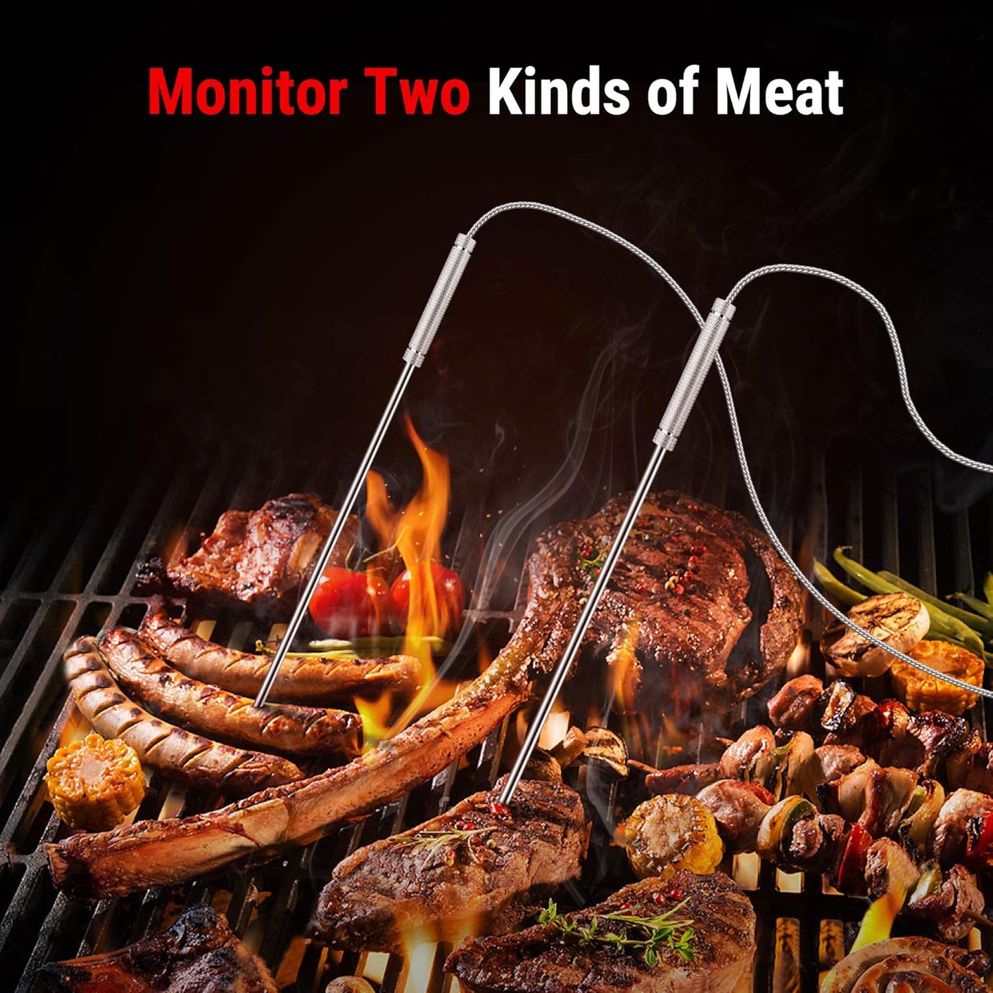 ThermoPro TP28C 150m Funkthermometer Grillthermometer mit 2 Sonden Küchenuhr Fleischthermometer Bratenthermometer IPX4 Wasserdicht für Backofen, Dutch Oven, Gasgrill