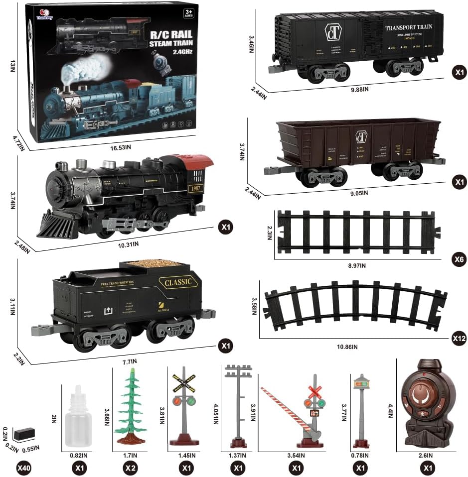 Thank Bey Elektrischer Zug Set,Elektrische Dampfeisenbahn Retro mit Fernsteuerung