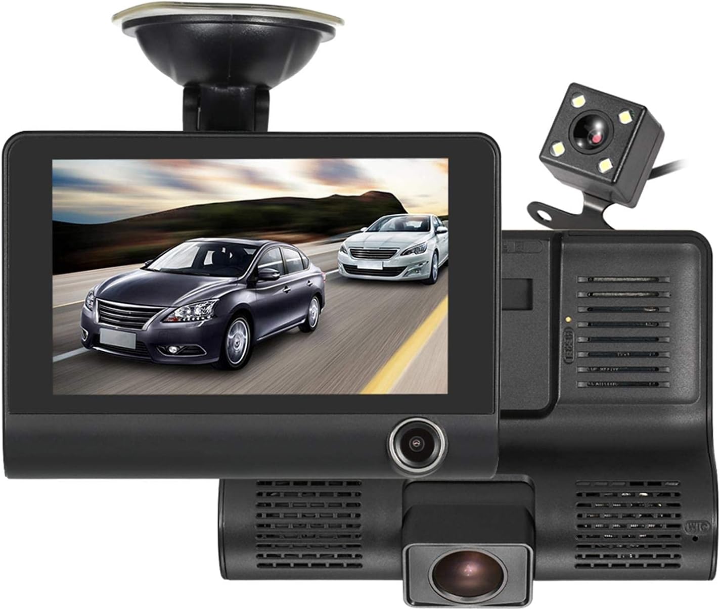 TINHAU Dashcam Caméra de Voiture, 4" 310° Vision Nocturne Full HD 1080P, G-Sensor, Loop-Aufnahme, 24 Stunden Parküberwachung, max 32GB Speicherkarten