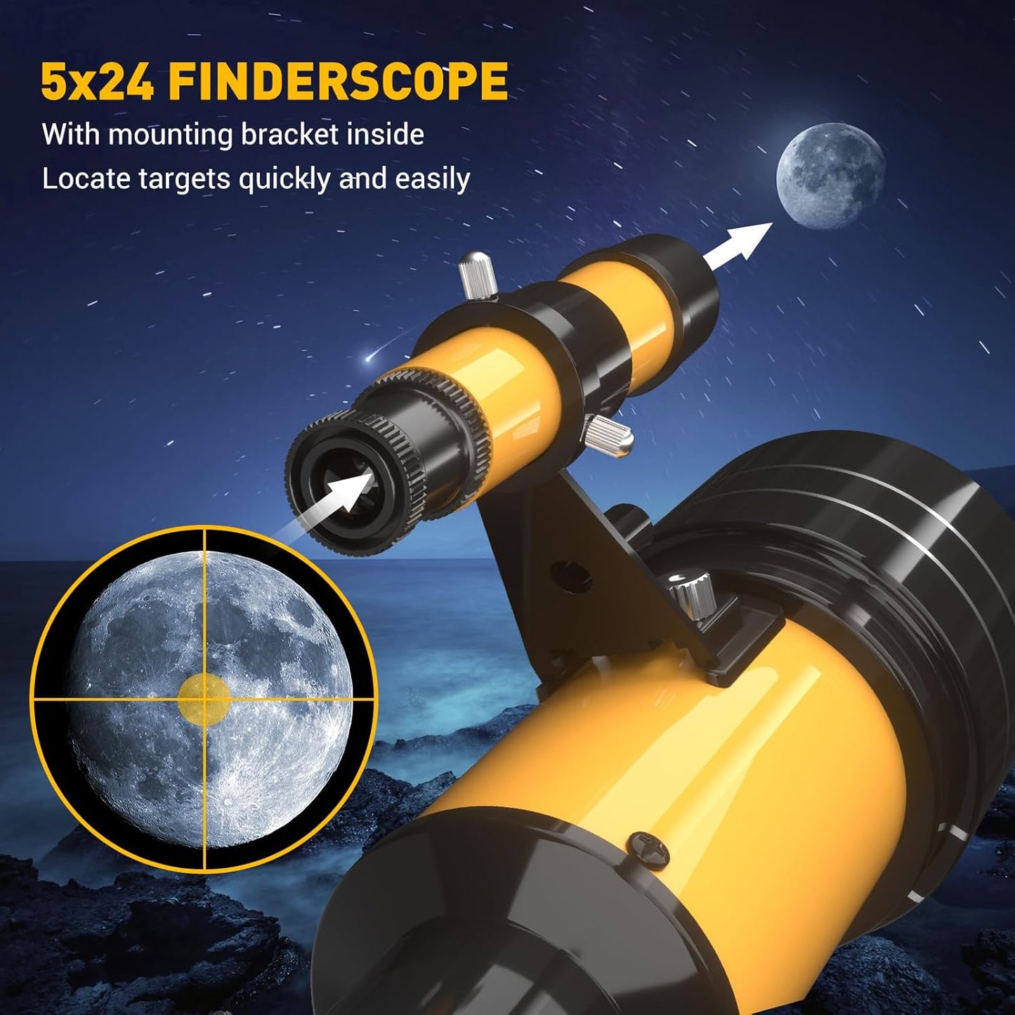 Teleskop Astronomie, 70/400mm Astronomisches Linsenteleskop mit Stativ, Mondfilter, Handy-Adapter