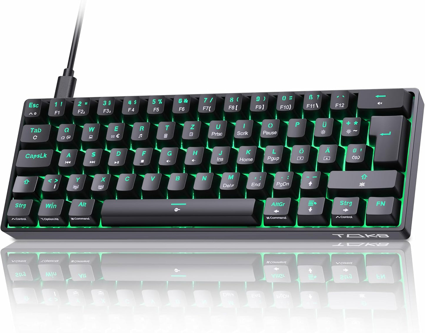 TMKB T61SE Gaming Mechanische Tastatur mit Deutsches QWERTZ Layout,Blauer Schalter,Schwarz