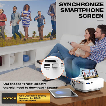 TOPVISION Beamer Mini-Projektor mit Spiegelbildschirm, 7000 Lumen, Full HD 1080P-