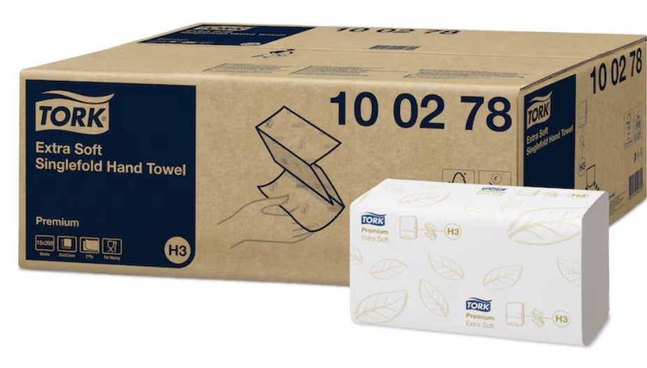 TORK Papierhandtücher 100278 H3 Premium Extra Soft Zick-Zack-Falzung 2 couches 3 000 Tücher
