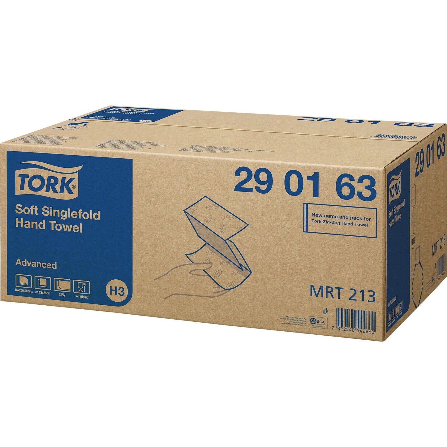 TORK Papierhandtücher Advanced 2-lagig, hochweiß, 25 cm x 23 cm aus Tissue mit Z-Falzung - 3750 Blatt gesamt