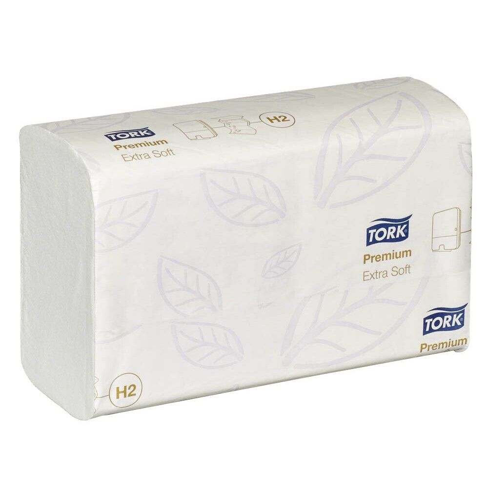 Serviettes en papier TORK 100297 Premium 2 couches, blanc ultra-fin, 21 cm x 34 cm avec papier de soie et rabat en I - 2100 feuilles combinées