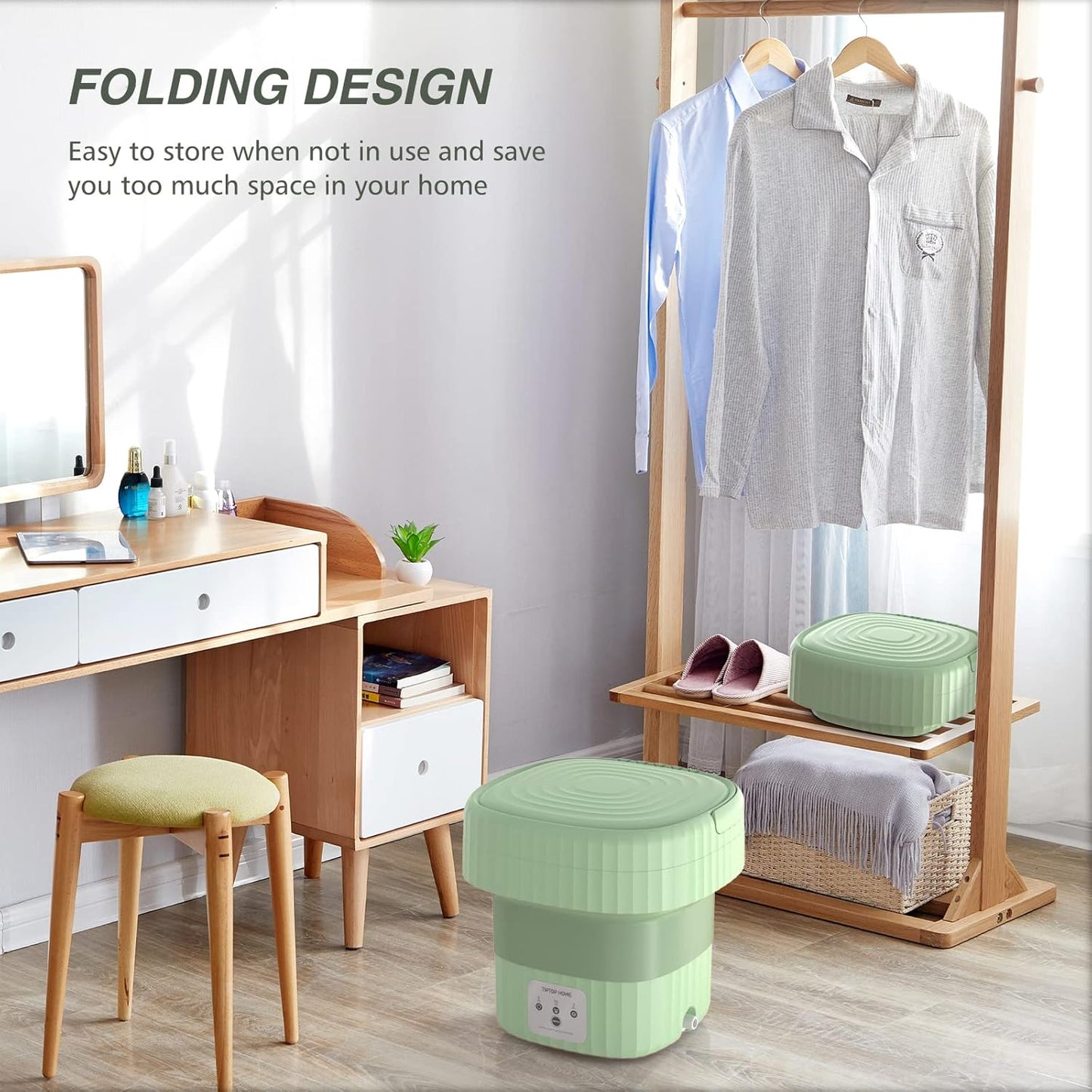 TipTop Home Mini lave-linge de camping portable 6 L, 3 modes, vert
