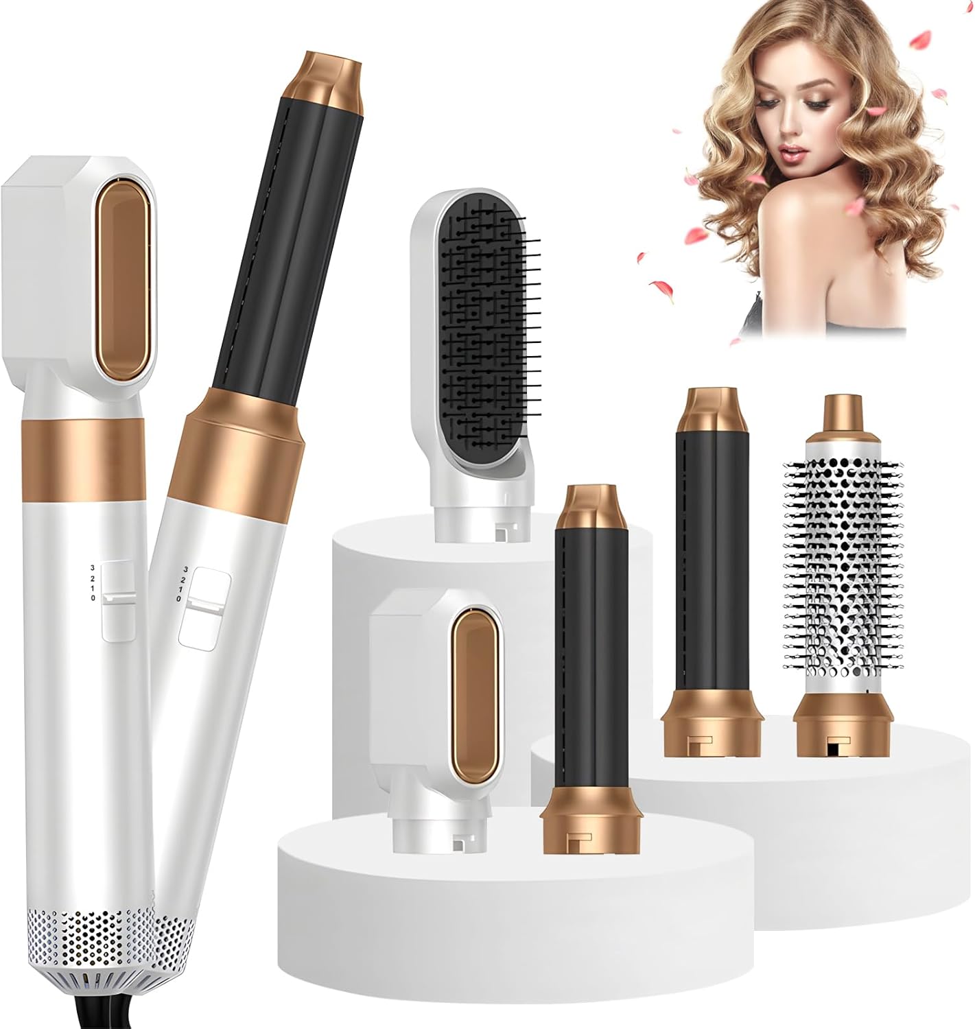 6 in 1Warmluftbürste Set, 1000W Haartrockner, Föhnbürste Set für Alle Haartypen