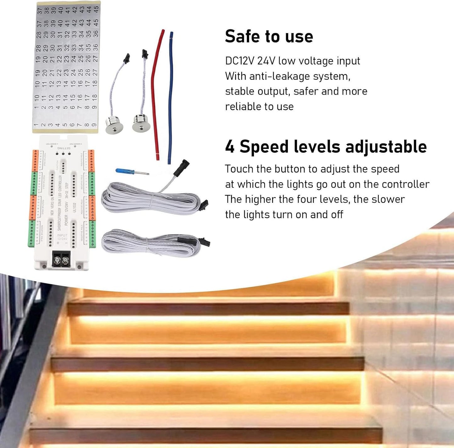 32-Kanal-Bewegungssensor-LED-Treppenlicht-Controller,Intelligenter