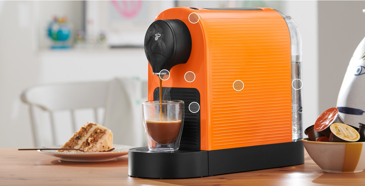 Tchibo Cafissimo Pure plus Kaffeemaschine Kapselmaschine für Caffè Crema, Espresso und Kaffee 0,8l, 1250 Watt, 11,9 x 33,7 x 24 cm, Gelb