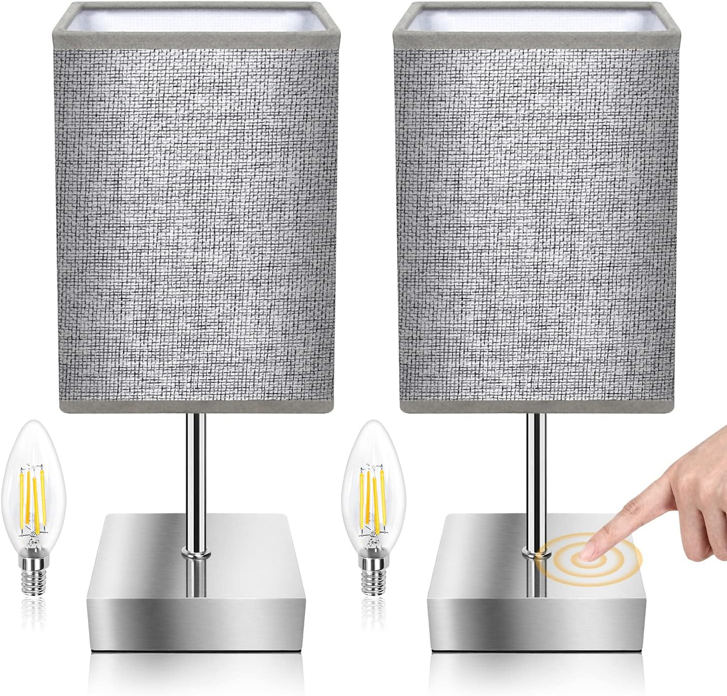 Totofac Nachttischlampe Touch Dimmbar 2er set, E14 Retro 3 Helligkeitsstufen Einstellbar Warmweiss