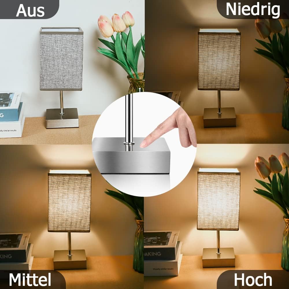Totofac Nachttischlampe Touch Dimmbar 2er set, E14 Retro 3 Helligkeitsstufen Einstellbar Warmweiss