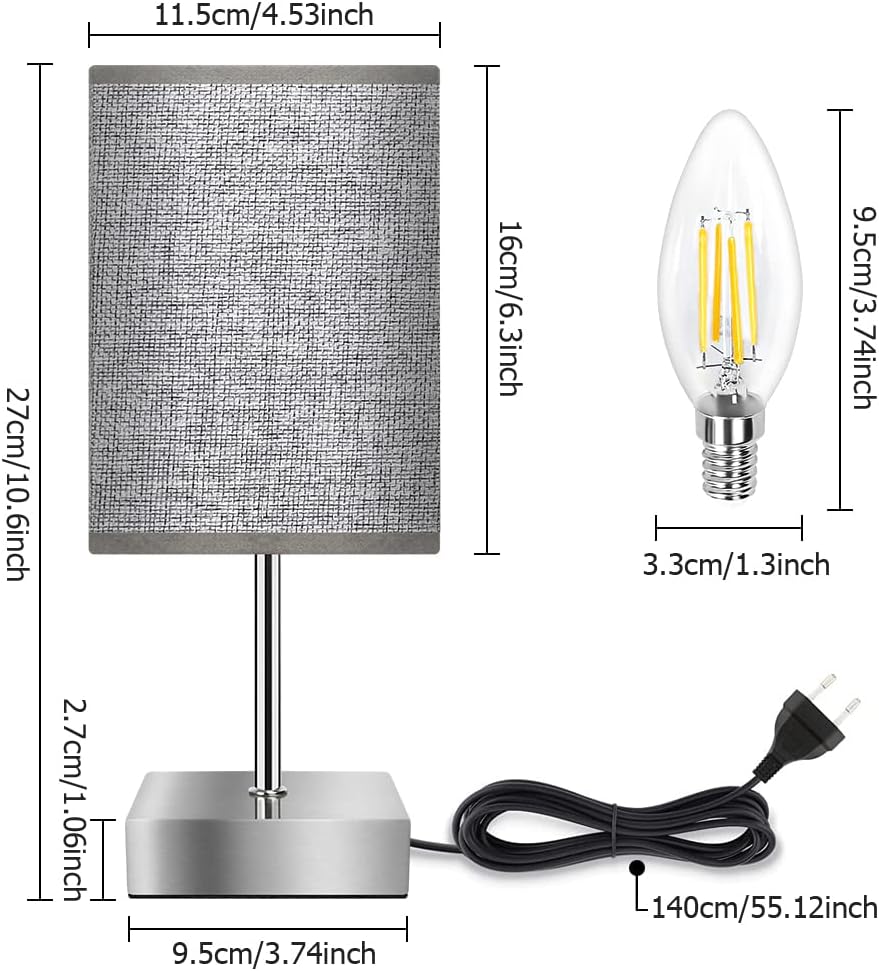 Totofac Nachttischlampe Touch Dimmbar 2er set, E14 Retro 3 Helligkeitsstufen Einstellbar Warmweiss