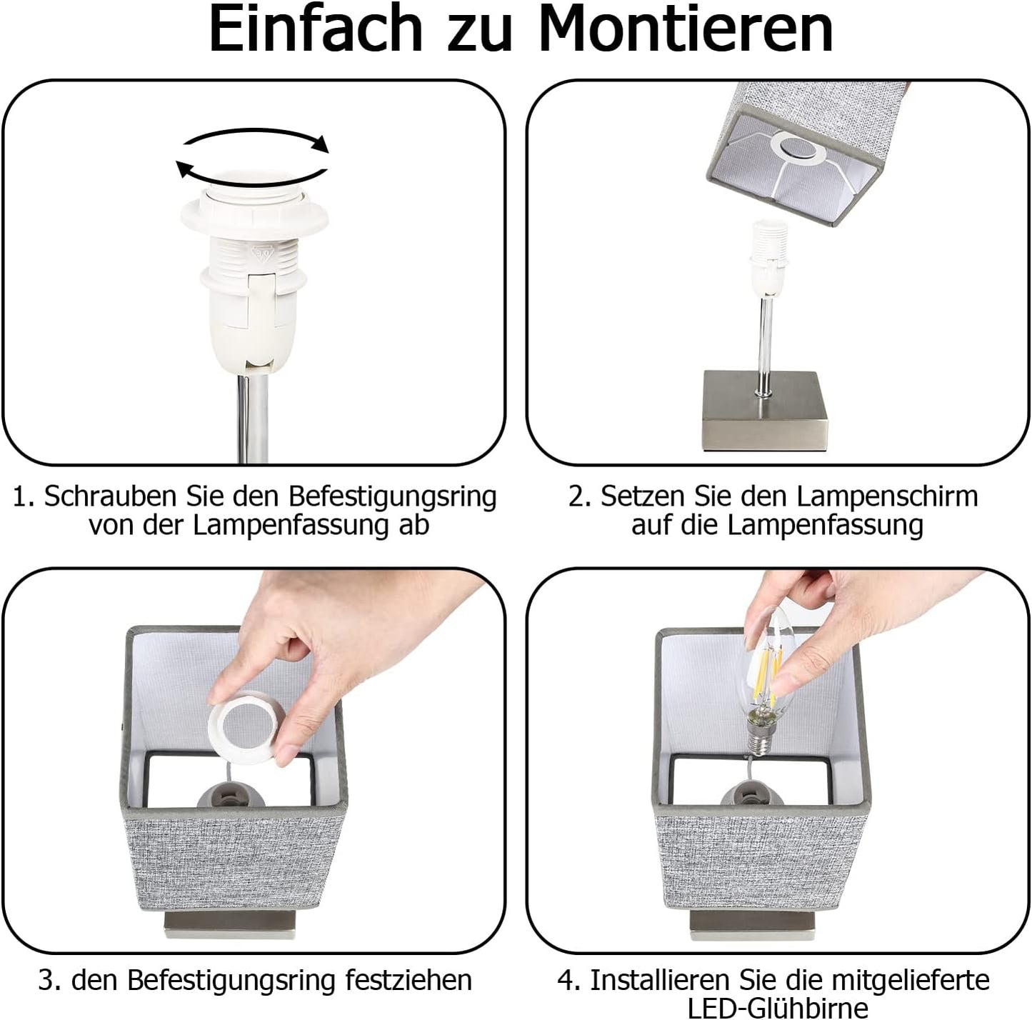 Totofac Nachttischlampe Touch Dimmbar 2er set, E14 Retro 3 Helligkeitsstufen Einstellbar Warmweiss