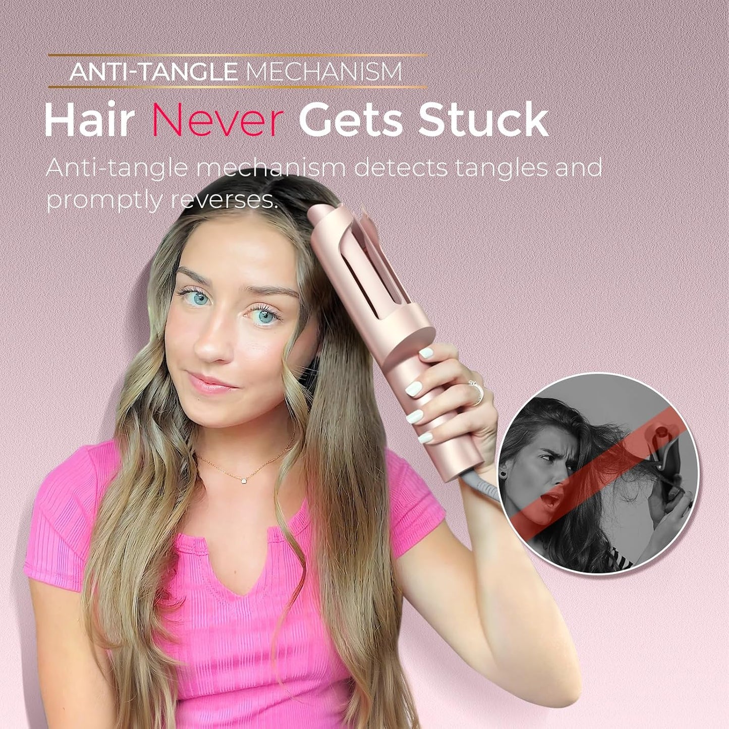TYMO Curlpro Plus Lockenstab Automatisch 25mm Beach Waves Goldrosa