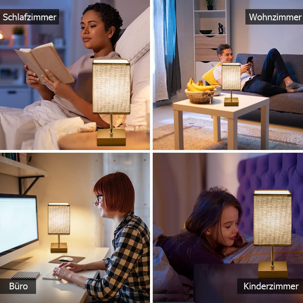 Totofac Nachttischlampe Touch Dimmbar 2er set, E14 Retro 3 Helligkeitsstufen Einstellbar Warmweiss