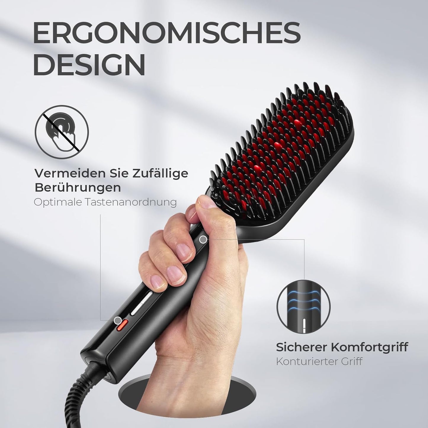 TYMO IONIC Plus Haarglätterbürste 16 Temp 80-230℃, LCD-Display Anti-Verbrühungs