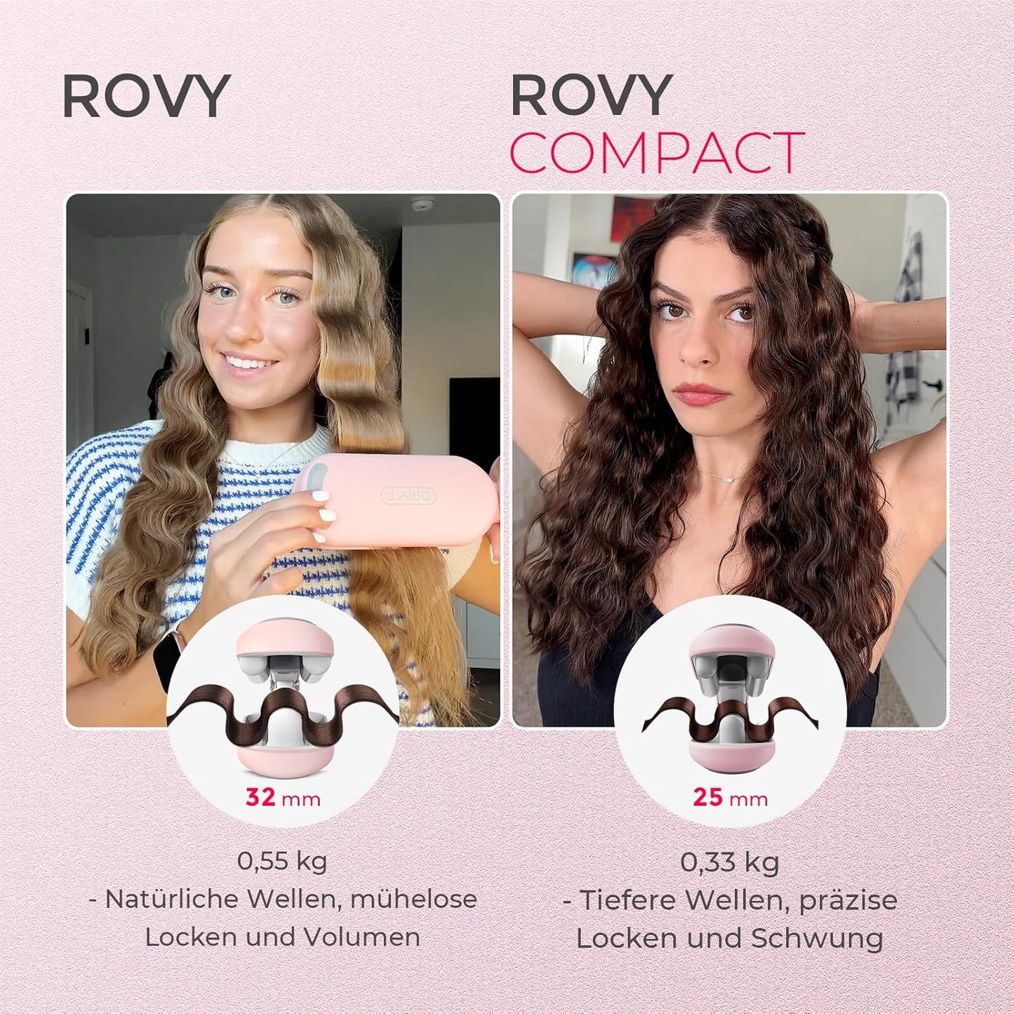 TYMO ROVY Welleneisen für haare, Lockenstab 25mm Ionen Keramik Hair Curler