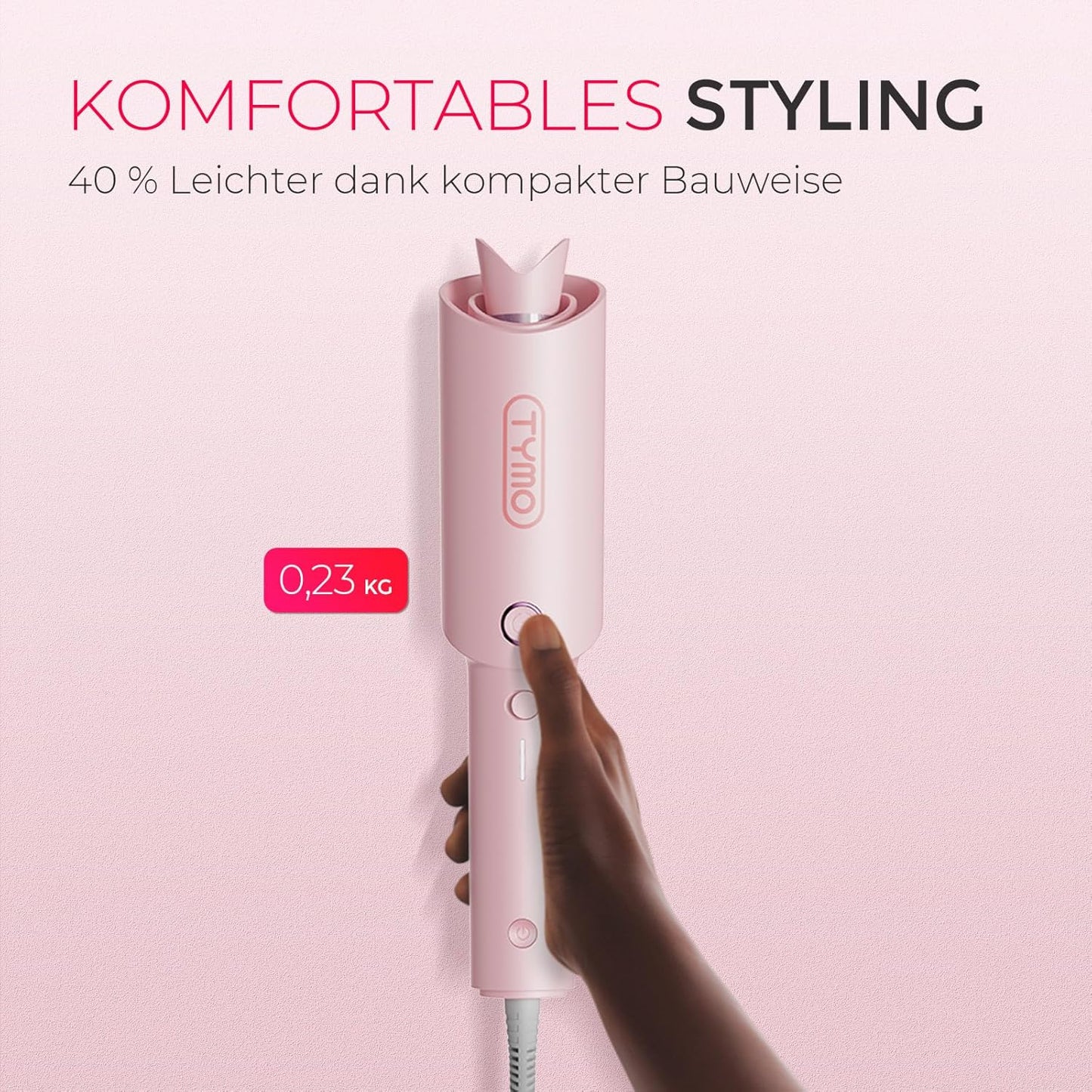 TYMO CURLPRO Lockenstab Automatisch 25mm mit 3 Tem 160-210℃ Rosa