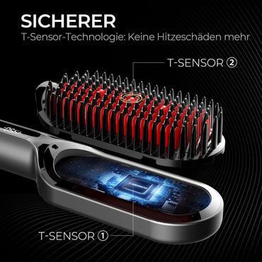 TYMO IONIC Plus Haarglätterbürste 16 Temp 80-230℃, LCD-Display Anti-Verbrühungs