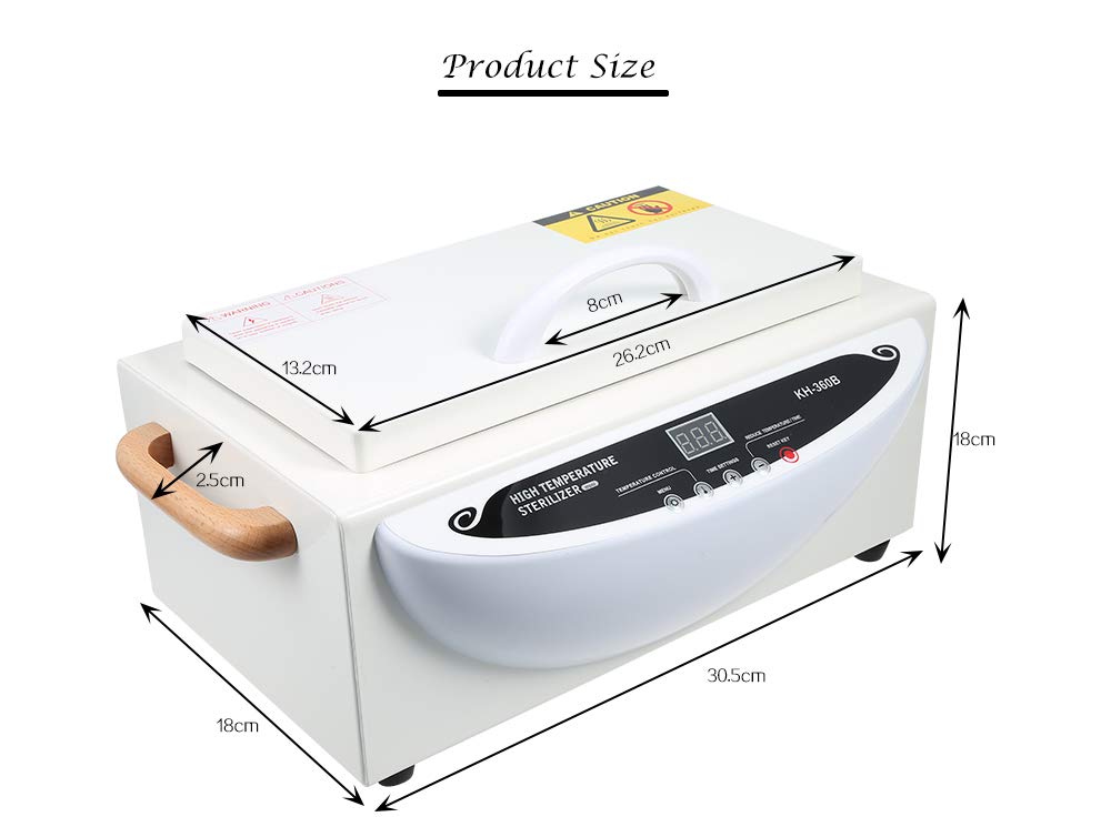 Tazzor 1,5 l Hochtemperatur-Trocken-Wärme-Sterilisator-Box KH-360B Elektrische Maniküre-Nagelkunst-Werkzeuge