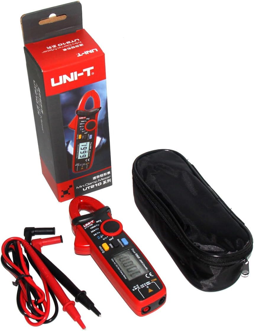 UNI-T UT210E Zangenmultimeter Digitale Strommesszange Amperemeter Voltmeter Vollautomatisch AC DC Multimeter Zange zum Messen von Wechselstrom, GleichStrom, AC/DC Spannung, Widerstand, Ohm
