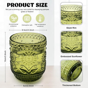 UPZAI 360ml Vintage Wassergläser 4er Set Bunte Trinkgläser Set aus Glas